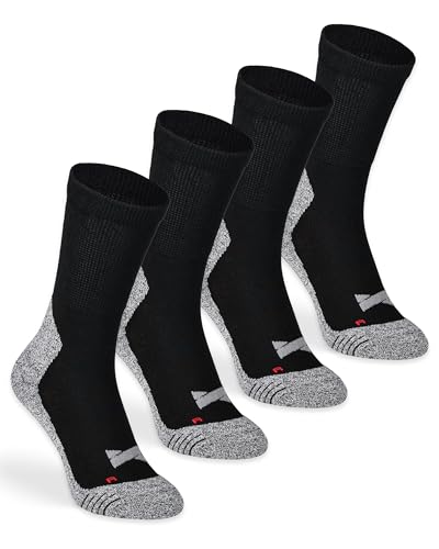 mehrstrumpf x XTREME Wandersocken Outdoor Hiking Trekking Anti-Blasen Polsterung Damen & Herren Allwetter Coolmax Atmungsaktiv (4 Paar) Schwarz 42-45 von mehrstrumpf