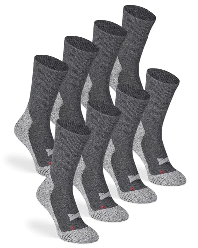 mehrstrumpf x XTREME Wandersocken Outdoor Hiking Trekking Anti-Blasen Polsterung Damen & Herren Allwetter Coolmax Atmungsaktiv (8 Paar) Anthrazit 35-38 von mehrstrumpf