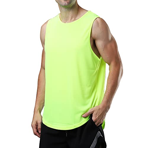 meioro Herren Mesh Tank Top, Atmungsaktives Ärmellose Shirt Angepasste Muskelshirt, Sport Rundhals Tank Tops Männer Sommer Gym Workout Funktionsshirt Bodybuilding Fitness Unterhemd(Grün,L) von meioro