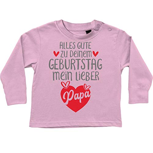 miKalino Baby/Kinder Longsleeve mit Spruch für Jungen Mädchen Unisex Langarm Alles Gute zu deinem Geburtstag Mein Lieber Papa | handbedruckt in Deutschland, Farbe:rosa, Grösse:92-98 von miKalino