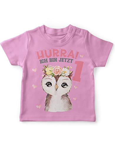 miKalino Mädchen Kinder T-Shirt Kurzarm mit Spruch - Longsleeve mit Spruch für Kinder 1 Jahre mit Eule - Kinder Kurzarm Shirt Baumwolle - Kinder T-Shirt kurz - Kinder Geschenk von miKalino