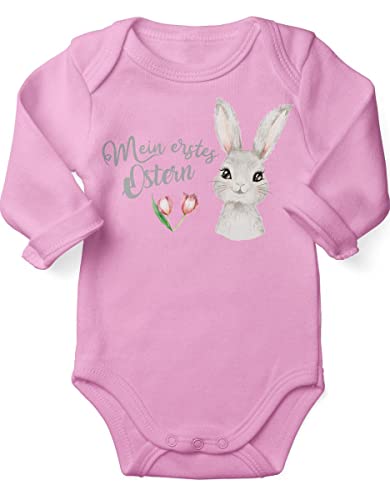 miKalino Babybody mit Spruch Mein erstes Ostern | Langarm Strampler für Jungen und Mädchen | Geschenkidee, Farbe:rosa, Grösse:74 von miKalino