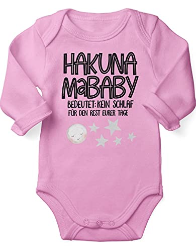 miKalino Babybody mit Spruch für Jungen Mädchen Unisex Langarm Hakuna MaBaby | handbedruckt in Deutschland, Farbe:rosa, Grösse:86-92 von miKalino