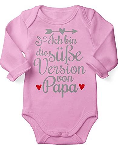 miKalino Babybody mit Spruch für Jungen Mädchen Unisex Langarm Ich bin die süße Version von Papa | handbedruckt in Deutschland | Handmade with love, Farbe:rosa, Grösse:74 von miKalino