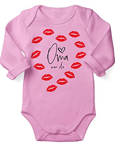 miKalino Babybody mit Spruch für Jungen Mädchen Unisex Langarm Oma war da ! | handbedruckt in Deutschland , Farbe:rosa, Grösse:74 von miKalino