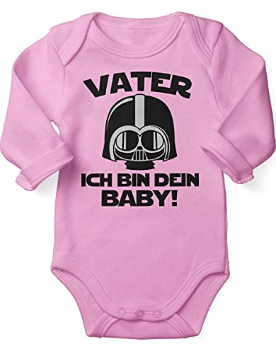 miKalino Babybody mit Spruch für Jungen Mädchen Unisex Langarm Vater - ich bin Dein Baby! | handbedruckt in Deutschland | Handmade with love, Farbe:rosa, Grösse:74 von miKalino