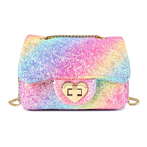 mibasies Mädchen-Geldbörse für Kinder, Geschenk, Kleinkind, Crossbody-Tasche, Pink Blue Glitter 1, Medium, Tasche von mibasies