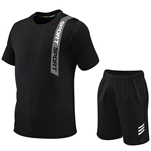 mingxinshangdian Tennis-Trikots Badminton-Hemd Shorts Set Herren Tischtennis-Sets Pingpong-Kleidung Badminton Jogging Sportanzüge - Schwarz, 5XL von mingxinshangdian