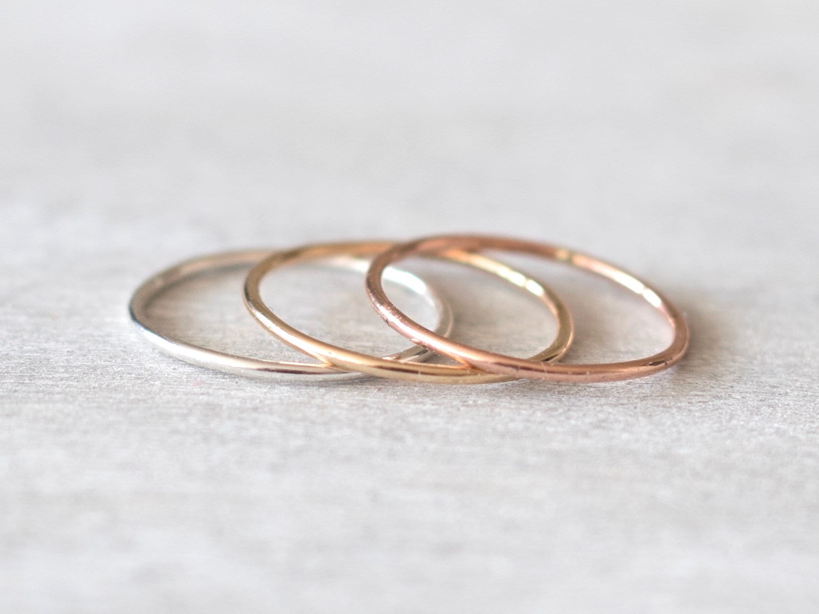 Super Dünne Ringe 3Er Set, Gemischte Metallringe in Sterling Silber, Gold Filled Und Roségold Filled, Für Frauen von minimalaccents