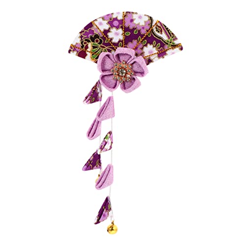 1stk Kopfbedeckung Im Japanischen Stil Quaste Haar Clip -quaste Kimono Haar Pin Kimono Haar Clip Quaste Haar Ornament Stoff Papier Geschnitten Violett Fräulein von minkissy
