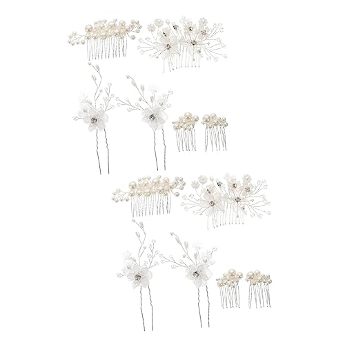 12 Stk Braut Hochzeit Tiara Haarspangen Für Damen Haarkamm Hochzeit Accessoires Für Damen Haarschmuck Für Damen Brautseitenkämme Perle Fräulein Zinklegierung 6-teiliges Set von minkissy