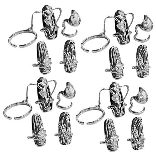 minkissy 16 Stk Nagelring Strass Nageldekor Frauen klingeln Ringe Fingerspitzenring für Frauen Fingerspitzenring mit Strasssteinen Maniküre schmücken Strass-Nägel Fräulein Legierung von minkissy