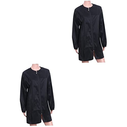 minkissy 2 Stk Friseuruniform Herren schwarze weste schwarzer Overall Friseurumhang Jacke für Männer Damenjacke Salonumhang Salonkleid Haar Kittel Nachthemd Arbeitskleidung Mann Mantel von minkissy