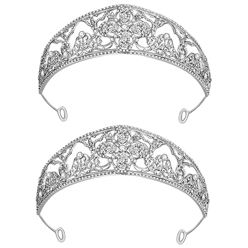 2St Brautkrone Krone Haarreifen Hochzeitskrone Strass Braut Geschenk für Mädchen Tiara Haarschmuck zur Hochzeit braut kopfschmuck Palast Kopfbedeckung schmücken Stirnband Legierung von minkissy