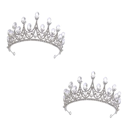 2st Krone Hochzeit Kopfschmuck Brauthochzeit Hochzeitskopfschmuck Für Die Braut Strass Braut Hochzeit Tiara Elegante Tiara Haarschmuck Für Damen Kristalldekor Acryl Frau Schal Fee von minkissy