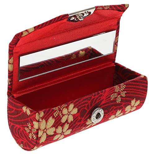 minkissy 2st Lippenstift-Box Lippenstifthalter Für Die Handtasche Make-up-Organizer Mit Spiegel Halter Für Lipgloss Schminkkasten Vintage Lippenstifthalter Mädchen Tragen Stoff Reisetasche von minkissy