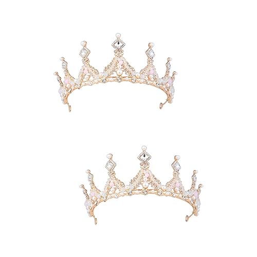 2St Vintage-Accessoires Prinzessinnen-Haarschmuck für Mädchen Kinderhaar Tiara Mädchen-Stirnband Kristallkopfschmuck für Kinder Japanisch und Koreanisch Kopfbedeckung Schal Braut von minkissy