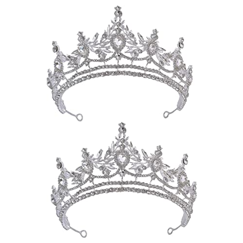 2st Krone Haarschmuck Strass-prinzessin Tiara Diamantkrone Krone Aus Metall Strasskrone Für Die Braut Brautkrone Für Die Hochzeit Strasssteine Zinklegierung Pfote Fräulein von minkissy