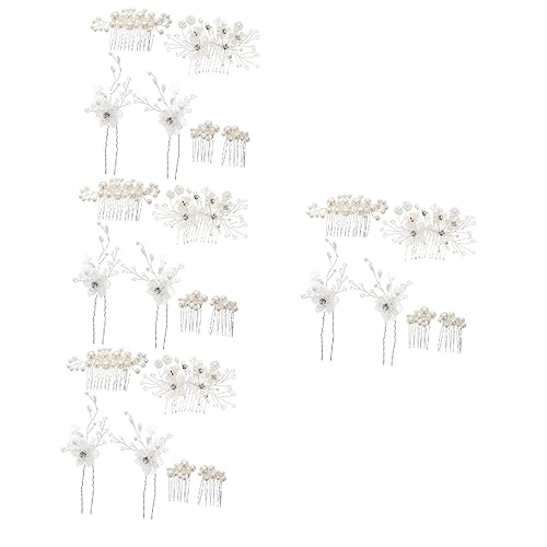 minkissy 24 Stück Braut Hochzeit Tiara Haarspangen für Frauen Damen Haarschmuck Braut Seitenkämme Zubehör für Frauen Schmuck Kamm Braut Künstliche Miss Acryl Haarteil von minkissy