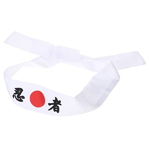 minkissy 2St Stirnband mit Ninja-Print weißes Stirnband lockige Haargummis japanische Kopfbedeckung für Männer Sushi Bandanas für Männer japanisches Karate-Stirnband Sport von minkissy