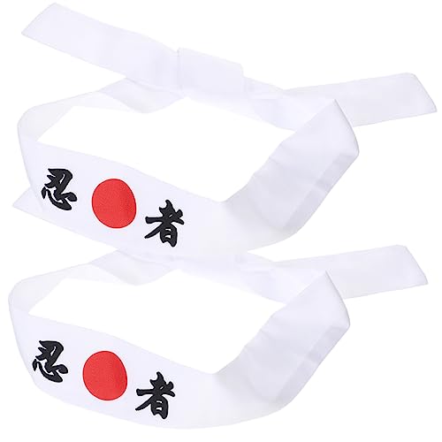 minkissy 2st Stirnband Mit Ninja-print Japanisches Kochstirnband Tragbares Japanisches Stirnband Sushi-koch-bandana-krawatte Cosplay Japanisch Mann Weiß Japanischer Stil Kochmütze Baumwolle von minkissy