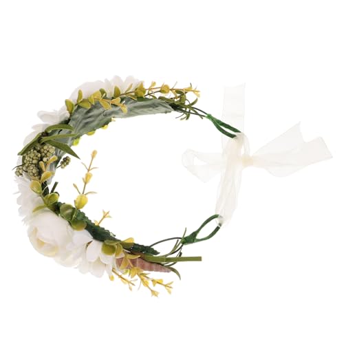 minkissy 3 Stk kleinkind stirnband Blumenstirnbänder für Babys Rosengirlande Blumenkopfschmuck Tiara Haarbänder Blumenstirnband Braut Stirnband Hülse Kopfbedeckung Schal Strandresort Weiß von minkissy