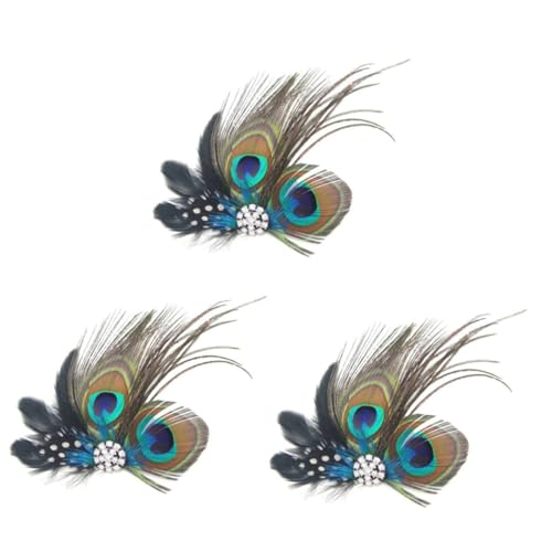 minkissy 3St Haarschmuck für Mädchen modisches Haar-Accessoire Panda Windspiele Haarspangen Haarklammer Tiara Haarnadeln mit Strasssteinen Jahrgang Kopfbedeckung Hut Zubehör Damen Pfau von minkissy