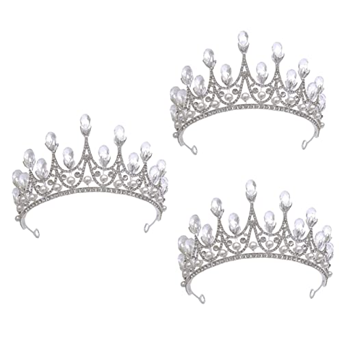 3St Krone Braut Hochzeit Tiara Braut Kopfbedeckungen für die Hochzeit Stirnband Hochzeits-Tiara-Stütze frauen kopfschmuck Legierung Haarschmuck Zubehör schmücken Fräulein Strass von minkissy