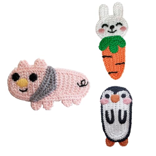 3st Cartoon-bb-clip Aus Wolle Cartoon Haarschmuck Hasenhaarspangen Tierhaarnadel Katzenhaarspangen Pinguin Haarspangen Gestrickte Haarnadel Garn Kind Die Katze Einstellen von minkissy