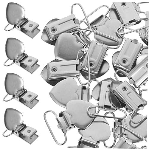 minkissy 30 Stück pfirsichfarbene Herz-Clips, Tröster-Clips aus Metall, zum Selbermachen, für Neugeborene, Schnuller, Herren-Hosenträger, Beißring, herzförmig, Edelstahl, Hebegürtel von minkissy