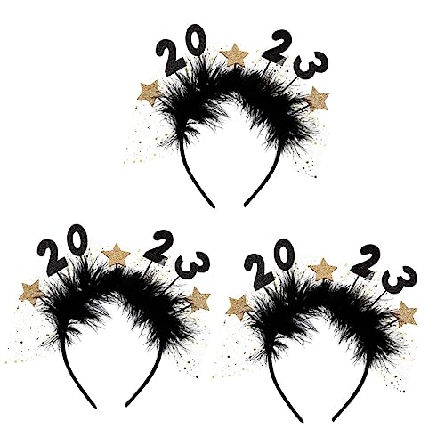 minkissy 3St 2023 Stirnband haarschmuck kreative geschenke 2023 Neujahr Haarbänder neues jahr kopf bopper weihnachtsdeko Kronenschmuck Frühlingsfest-Party-Requisiten lustiges Haarband klein von minkissy