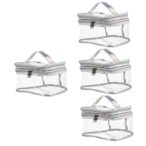 minkissy 4pcs Hand Cosmetic Bag Clear Travel Makeup Bag Makeup Bags for Women Clear Toiletry Bag Portable Makeup Bags Large Capacity Bag Sundries Organizing Bag Girl Makeup Stand wash Bag, silber, von minkissy