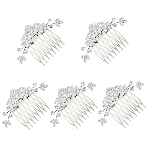 minkissy 5 Stück Pony-Kamm Braut Hochzeit Haarspange Kristall Kopfschmuck Braut Stirnband Strass Haarkamm Haar Strass Tiara Haarkämme Zubehör Strass Brautjungfer Aluminiumlegierung von minkissy