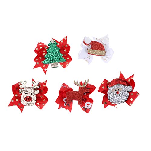 minkissy 5pcs christmas headdress christmas bows for girls christmas hair clips christmas alligator hair clips snowman hair clips glitter hairpin hair accessory for girls antler mini child von minkissy