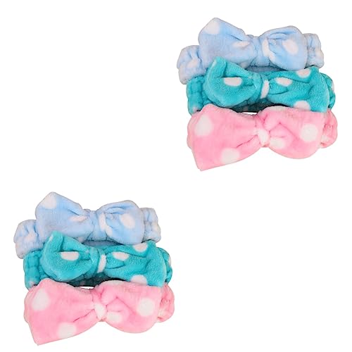 6 Stk Stirnbänder Aus Stoff Bowknot-kopfbedeckung Flauschiges Make-up-stirnband Stirnbänder Für Sportliche Damen Yoga-stirnbänder Für Frauen Haarwickel Gesicht Handtuch Fräulein von minkissy