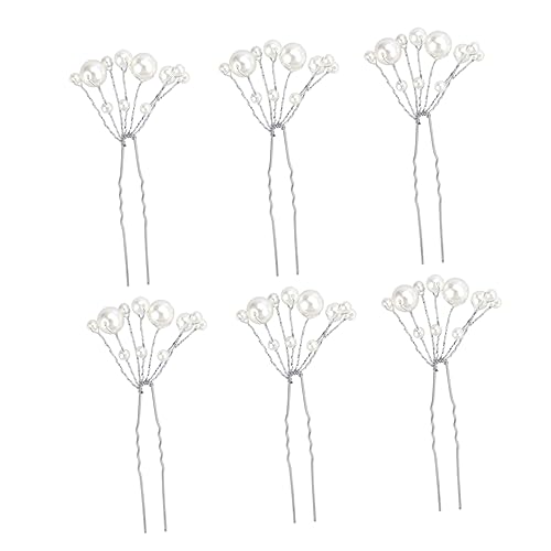 minkissy 6pcs pearl hair clip bride hair clip women hair clips barrettes for women bridal hair clip Pearl hair pins U shaped hair pins Women hair clips wild hairpin hair fork Miss white von minkissy