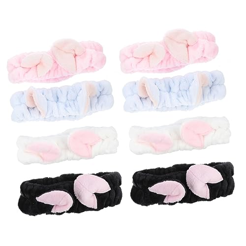 8 Stk Make-up-Stirnband Plüsch-Kosmetik-Stirnband kosmetisches Stirnband Haarbänder Bandanas für Männer schwarzes Kopftuch Spa-Kopfpackungen Elastisches Stirnband mit Katzenohren von minkissy