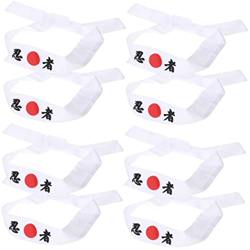 8 Stk Stirnband Mit Ninja-print Sushi-koch-bandana-krawatte Japanische Bandana-stirnbänder Für Männer Geburtstagsparty-hüte Kinder Hijab Baumwolle Sport Kopfbedeckung Fräulein Weiß von minkissy