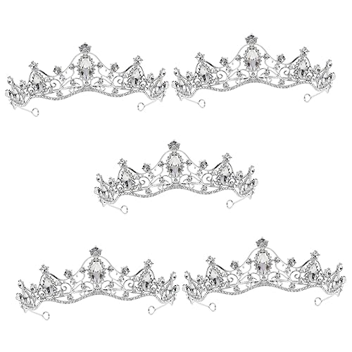 5st Barocke Krone Hochzeit Kopfschmuck Barocke Kristallkrone Goldrand Königin Krone Aus Metall Strass-prinzessin Tiara Kristall-strass-krone Halloween Haarschmuck Fräulein Strass von minkissy