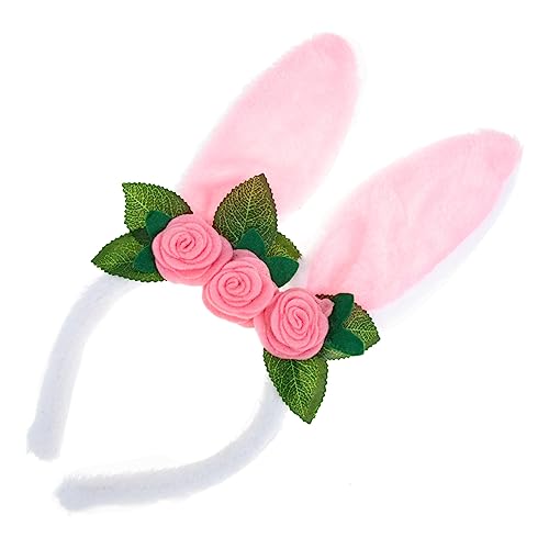 minkissy Bunny Ear Headband Rose Headband Hanging Earrings for Men Hoop Earrings for Girls Bunny Flower Headband Ornaments for Kids Ear Headband with Flowers Kids Party Headband von minkissy