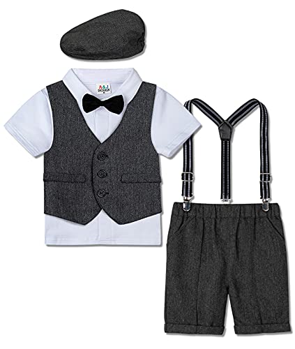 mintgreen 4 teilig Anzug Set für Kleinkinder Jungen Overall Playsuit, Schwarz, 2-3 Jahre, 100 von mintgreen