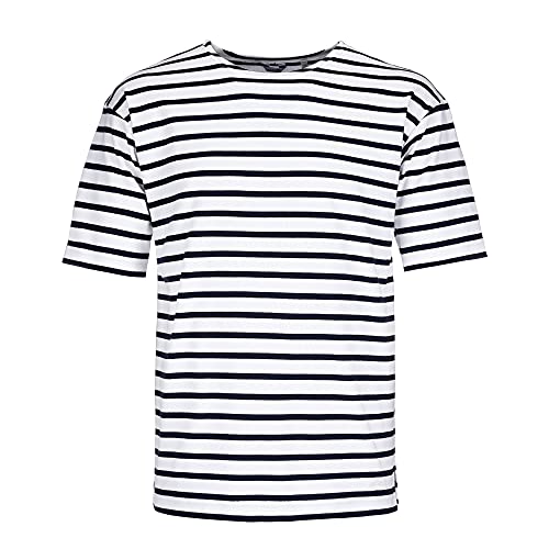 Bretonisches Herren T-Shirt Shirt gestreift Kurzarm Baumwolle maritim Ringel-Look Streifenshirt (04 weiß/blau, Herren 56) von modAS