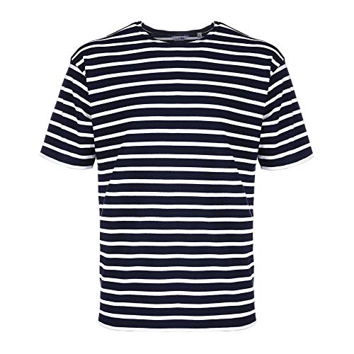 Bretonisches Herren T-Shirt Shirt gestreift Kurzarm Baumwolle maritim Ringel-Look Streifenshirt (05 blau/weiß, Herren 60) von modAS