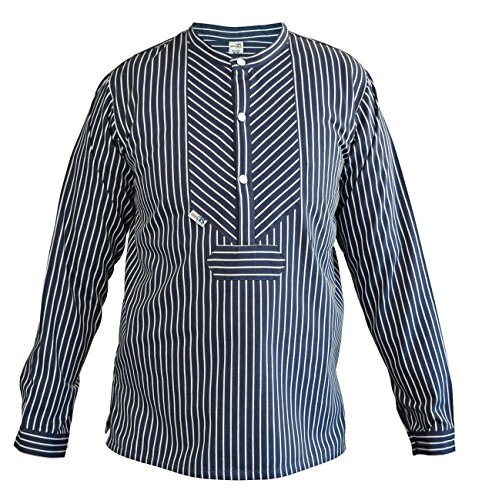 Modas original traditionelles Finkenwerder Fischerhemd für Damen und Herren, Farbe:breiter Streifen, Größe:Herren 54 und Damen 48 von modAS