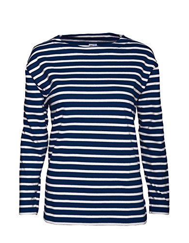 modAS Bretonisches Fischerhemd Damen, Langarm - Streifenshirt, Ringels, 38, blau/weissgestreift von modAS