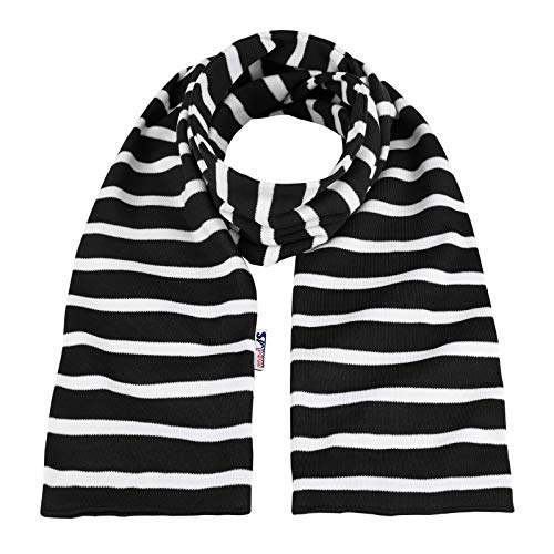 modAS Unisex Bretonischer Schal mit Streifen und uni verschieden Farben - Herrenschal Damenschal Kinderschal 13x120 cm in Schwarz-Weiß von modAS