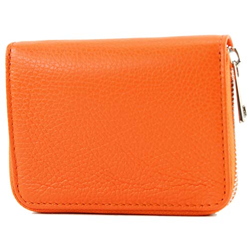 modamoda de - P04 - ital. Damen Portemonnaie Echtleder kurz, Farbe:Orange von modamoda de