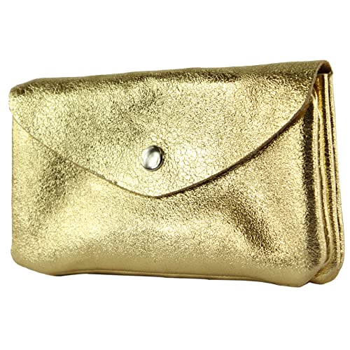 modamoda de - P11 - ital. Leder Damen Geldbörse Portemonnaie Medium, Farbe:Gold-Metallic von modamoda de