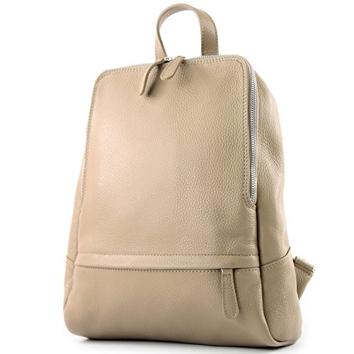 modamoda de - T138 - ital Damen Rucksacktasche aus Leder, Farbe:Graubeige von modamoda de