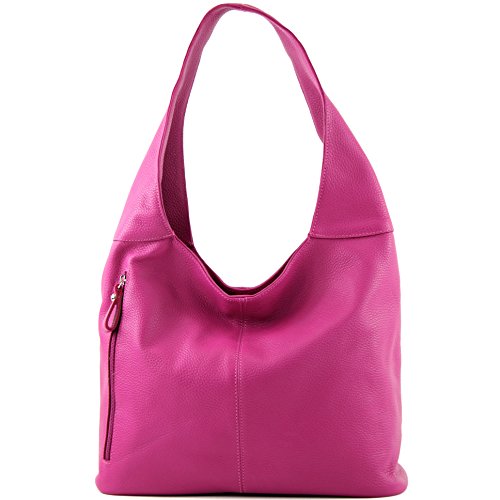 modamoda de - T155 - Shopper Schultertasche Large aus ital. Leder, Farbe:Pink von modamoda de